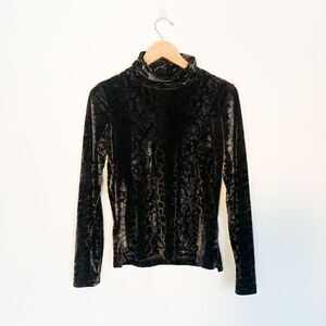 Vintage Sno Skins metallic snake print stretch velvet fitted turtleneck